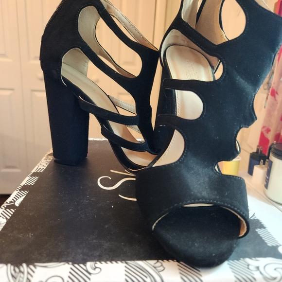 Charlotte Russe Shoes - MAYDEAL Black suede heels Size 7